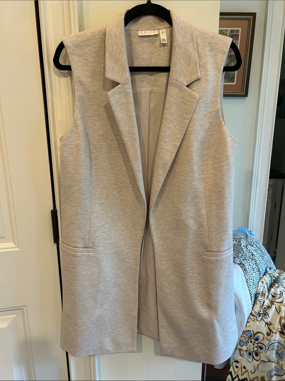 Leith Light Heather Beige Open Front Vest